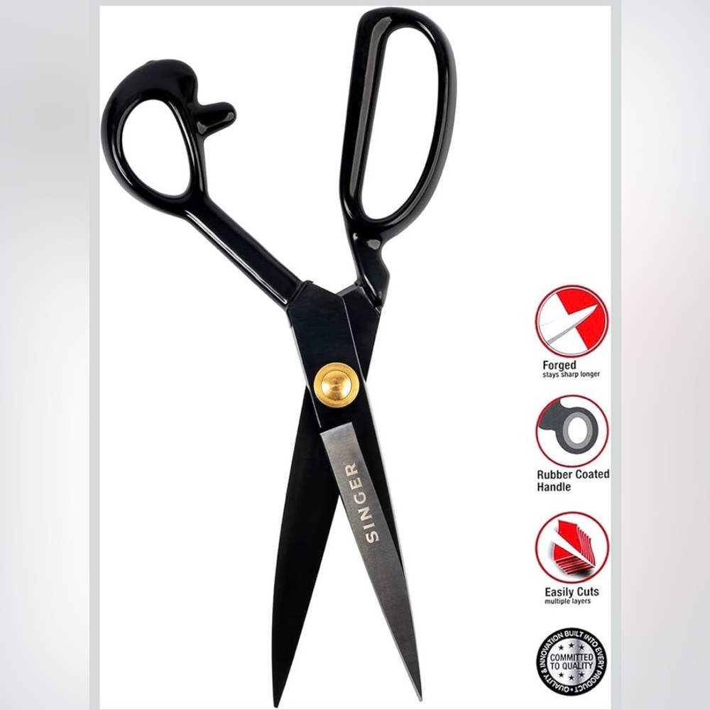 Singer 10in Forged Heavy-Duty Black Sewing Scissors, NEW in box - Picture 2 of 10